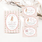 Pink Floral Bunny Diaper Raffle エンクロージャーカード