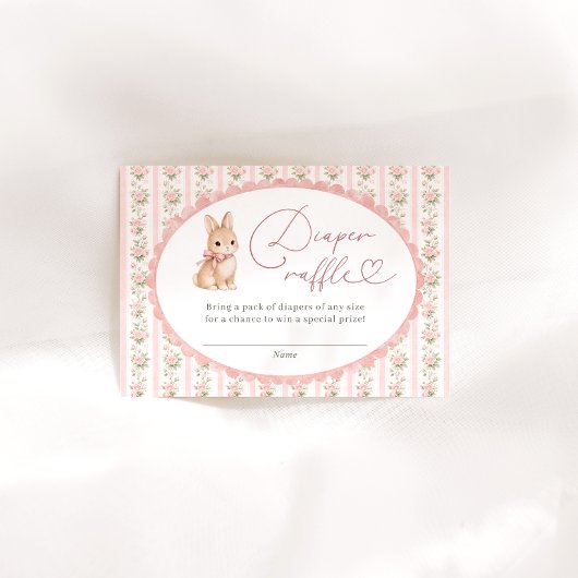 Pink Floral Bunny Diaper Raffle エンクロージャーカード