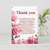 Pink Floral Burgundy Thank You Cards サンキューカード (スタンド正面)