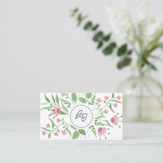 Pink Floral Business Card 名刺 (スタンド正面)