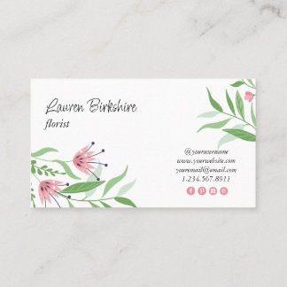 Pink Floral Business Card 名刺