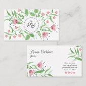 Pink Floral Business Card 名刺 (正面/裏面)