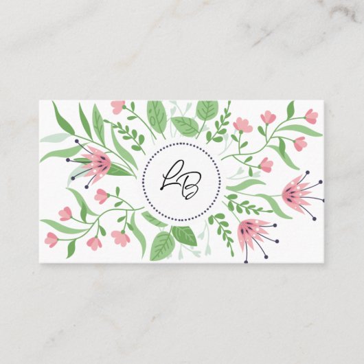 Pink Floral Business Card 名刺 (正面)
