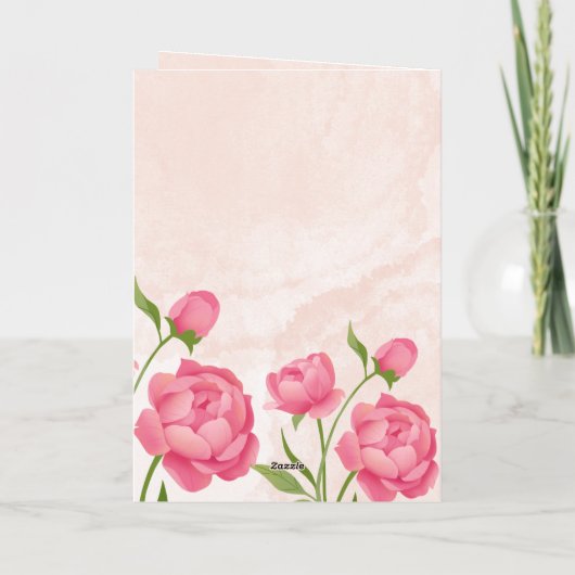 Pink Floral Butterfly Folded Greeting Card – Blank カード (裏面)
