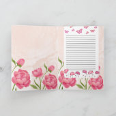 Pink Floral Butterfly Folded Greeting Card – Blank カード (内部)