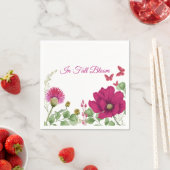Pink Floral Butterfly Watercolor Party Napkin スタンダードカクテルナプキン (インサイチュ)
