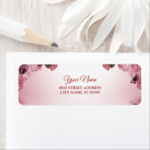 Pink Floral Butterfly Wedding Return Address ラベル (インサイチュ)