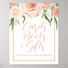 Pink Floral Cards Books Gift Girl Baby Shower  ポスター