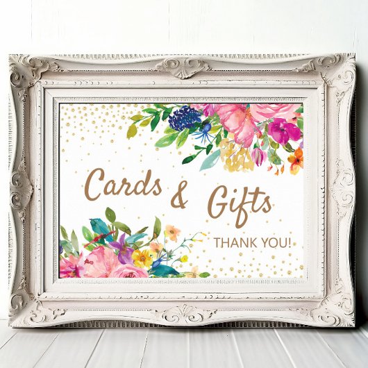 Pink Floral Cards Gifts Baby Shower ポスター