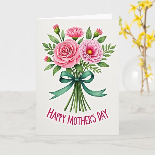 Pink Floral Celebration Card カード (黄色い花)