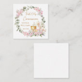 Pink Floral Chalice Candle First Holy Communion  エンクロージャーカード (正面/裏面)