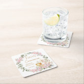 Pink Floral Chalice First Holy Communion  スクエアペーパーコースター (インサイチュ)
