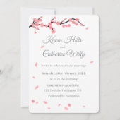 Pink Floral Cherry Blossom Wedding Invitation 招待状 (正面)