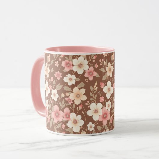 Pink Floral Coffee Mug マグカップ (正面左)