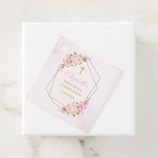 Pink Floral Communion フェイバータグ (インサイチュ)