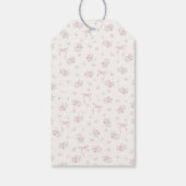 Pink Floral Coquette Bow Bunny 1st Birthday ギフトタグ (裏面)