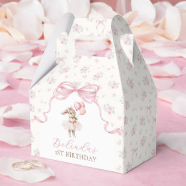 Pink Floral Coquette Bow Bunny 1st Birthday フェイバーボックス