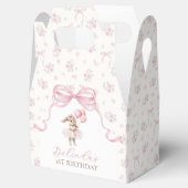 Pink Floral Coquette Bow Bunny 1st Birthday フェイバーボックス (オープン)