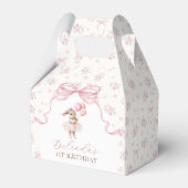 Pink Floral Coquette Bow Bunny 1st Birthday フェイバーボックス (正面サイド)