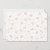 Pink Floral Coquette Bow Bunny 1st Birthday Photo サンキューカード (裏面)