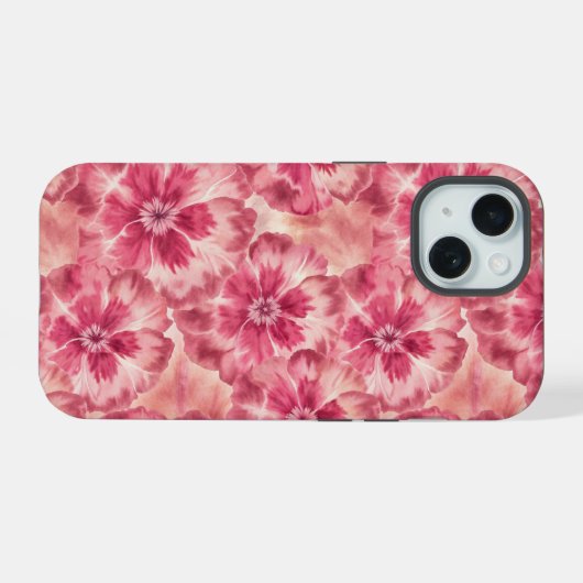 Pink Floral Coquette iPhone 15ケース (裏面横)