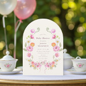 Pink Floral coquette Wreath Baby Shower QR Invite 招待状