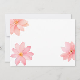 Pink Floral Corners Background - Soft Watercolor S 招待状