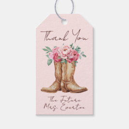Pink Floral Cowgirl Boots BRIDAL SHOWER Thank You ギフトタグ