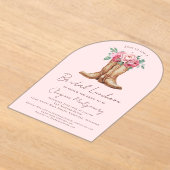 Pink Floral Cowgirl Bridal Shower Luncheon アクリル招待状 (レイダウン)