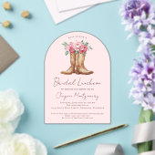 Pink Floral Cowgirl Bridal Shower Luncheon アクリル招待状 (インサイチュ (ウェディング))