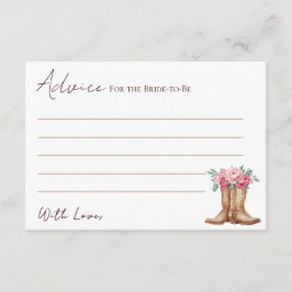 Pink Floral Cowgirl Shower Advice for the Bride エンクロージャーカード