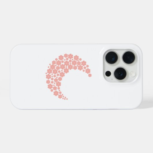 Pink Floral Crescent Moon – Boho Minimalist Moon  iPhoneケース (裏面横)