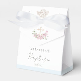 Pink Floral Cross Angel Baptism Favor Boxes フェイバーボックス