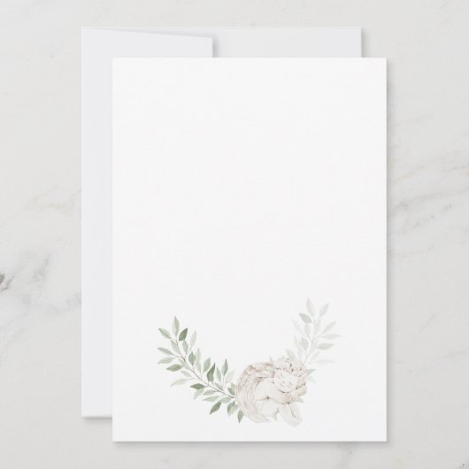 Pink Floral Cross Eucalyptus Leaves Baptism 招待状 (裏面)