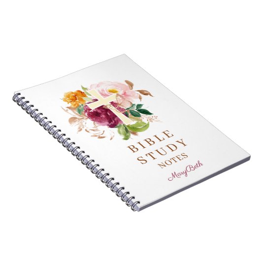 Pink Floral Cross Personalized Bible Study ノートブック (右側)