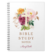 Pink Floral Cross Personalized Bible Study ノートブック (正面)