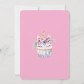 Pink Floral Cupcake Unicorn Birthday 招待状 (裏面)