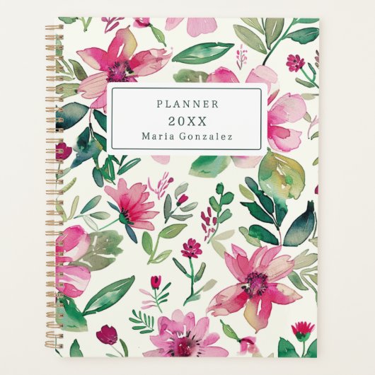 Pink Floral Custom 2026 Weekly Planner プランナー手帳 (正面)