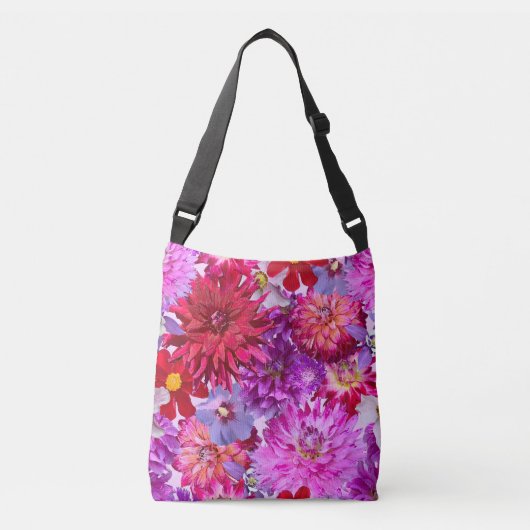 Pink Floral Dahlia Tote クロスボディバッグ (正面)