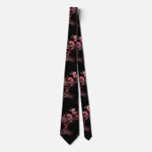 Pink Floral Design On Black ネクタイ (正面)