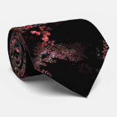Pink Floral Design On Black ネクタイ (ロール)