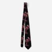 Pink Floral Design On Black ネクタイ (裏面)