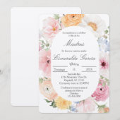 Pink floral dia de las madres  招待状 (正面/裏面)