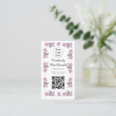 Pink Floral Doula Services QR code your logo 名刺 (スタンド正面)