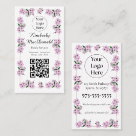 Pink Floral Doula Services QR code your logo 名刺