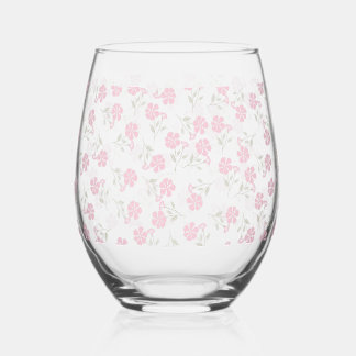 Pink Floral Drinkware Set ステムなしワイングラス