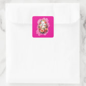 Pink Floral Easter Egg – Spring Art - Autocolante スクエアシール (バッグ)