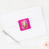 Pink Floral Easter Egg – Spring Art - Autocolante スクエアシール (封筒)
