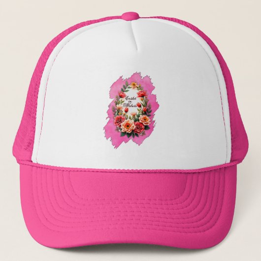 Pink Floral Easter Egg – Spring Art - boné キャップ (正面)