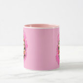 Pink Floral Easter Egg – Spring Art - caneca マグカップ (中央)